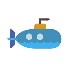 Cute cartoon submarine underwater on a black background