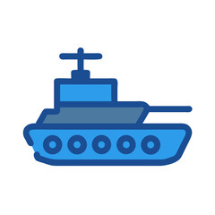 Blue Cartoon Tank Icon, Military Vehicle Symbol Illustration