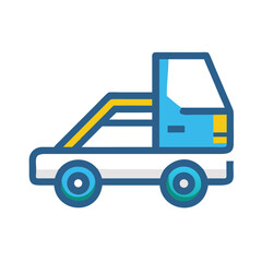 Flat Cartoon Tow Truck Vector Icon Illustration