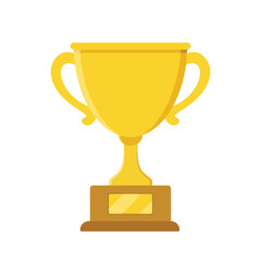 Gold trophy cup vector icon flat design for competition. Winner symbol illustration