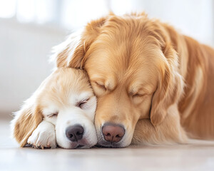 Golden Retrievers Sleeping Together.