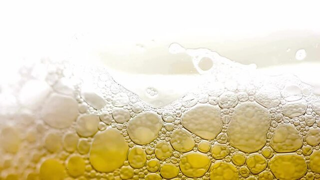Close-up Macro Photography of Beer Head and Bubbles