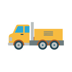 Cartoon Yellow Truck Isolated on Black Background Illustration