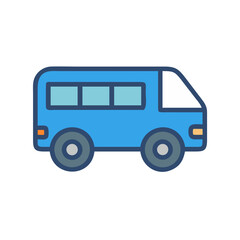 Blue Van Cartoon Vector Illustration Design Icon