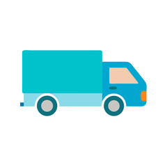 Flat design delivery truck illustration on black background