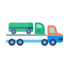 Vector Illustration of a Car Carrier Truck on Black
