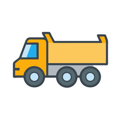 Yellow Dump Truck Isolated on Black Background Illustration