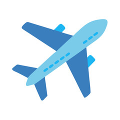 Obraz premium Blue Airplane Icon, Travel, Tourism, Flight Concept