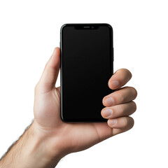 Ultra HD realistic png of a hand having smart phone on his hand great for social media posts mockup on a isolated transparent background