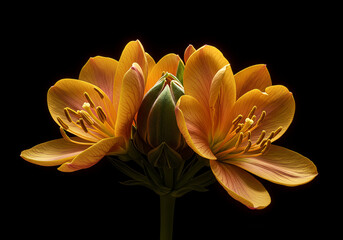 yellow flower on black background - Photograph of unique royal flowers featuring brilliant shine, Perfect for luxury branding