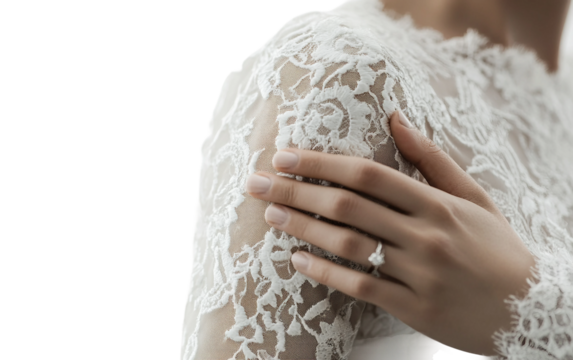 Bride gently placing her hand on the groom's chest, a soft and emotional moment captured during their intimate wedding ceremony