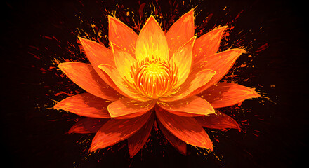 Radiant Bloom Artistic Rendering With Vivid Coloration On Dark Background