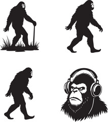 Fototapeta premium Bigfoot Silhouette SVG – Sasquatch Clipart for Cricut & DIY CraftsSasquatch SVG File – Cryptid Bigfoot Decal for Shirts, Stickers & MugsYeti Bigfoot Vector – Printable Forest Creature for Outdoor 