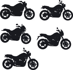 Obraz premium Motorcycle silhouettes collection black vector illustration set for transport and leisure designs 
