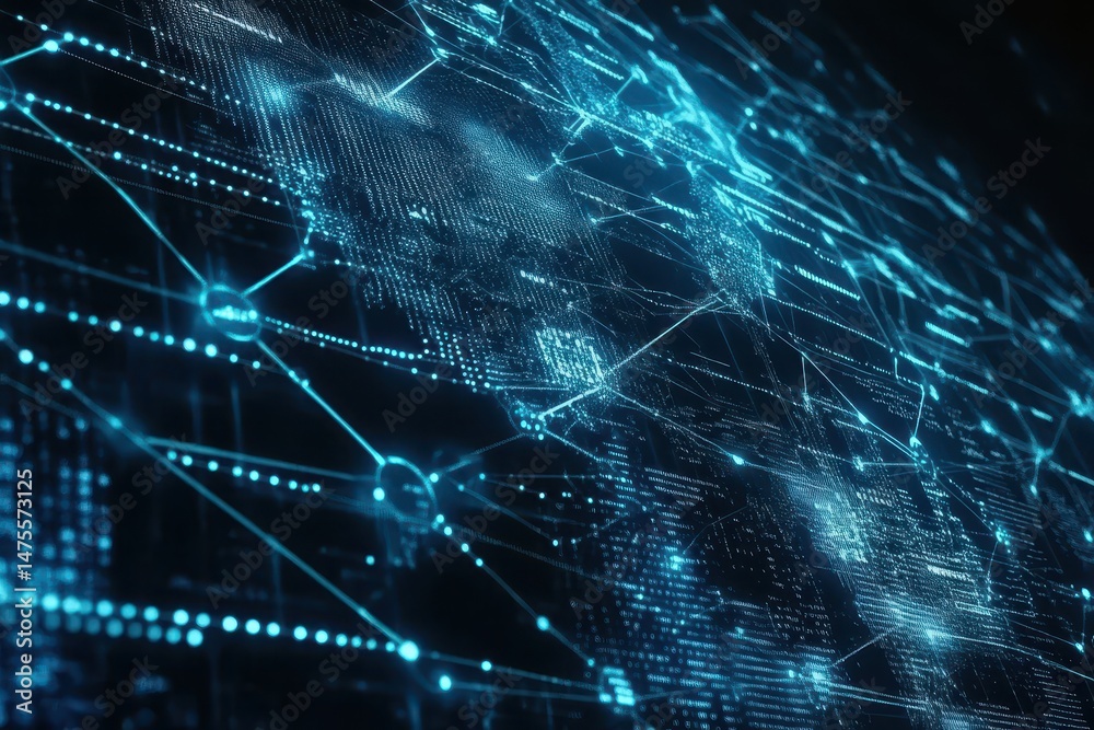 Poster global network connections showcasing data processing technology and its complex layout across conti