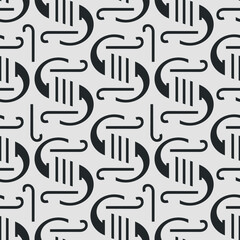 Seamless vector pattern with black stylized letter S shapes. Modern abstract typography texture, perfect for packaging, fabric, stationery, wallpapers, and branding backgrounds.