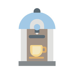 Modern Minimalist Coffee Machine Illustration with Light Blue Accents