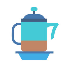 Stylized French Press Illustration on Black Background
