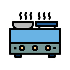 Vector Icon Illustration: Three Burner Gas Stove