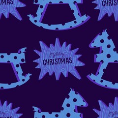 Christmas animals seamless horse pattern for wrapping paper and fabrics