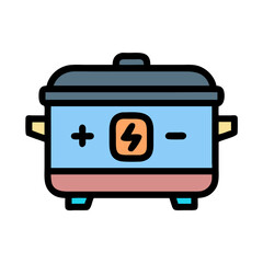 Stylized colorful slow cooker or instant pot icon