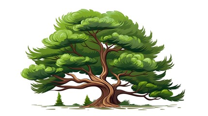 Detailed cartoon illustration of a grated natural pine tree design for creative projects