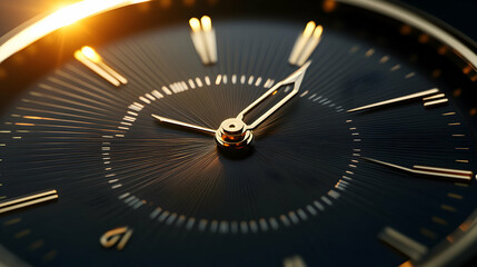 Close-up of a luxury wristwatch face showing hands and hour markers.