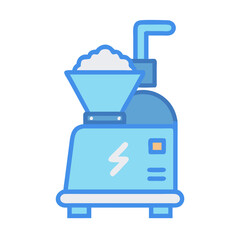 Modern Milling Machine Illustration with Hopper, Energy Bolt