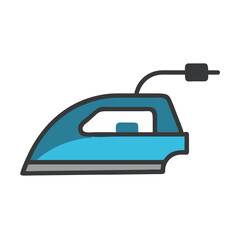Blue clothes iron appliance, ironing housework equipment vector