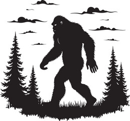 Fototapeta premium Bigfoot Silhouette SVG – Sasquatch Clipart for Cricut & DIY CraftsSasquatch SVG File – Cryptid Bigfoot Decal for Shirts, Stickers & MugsYeti Bigfoot Vector – Printable Forest Creature for Outdoor 