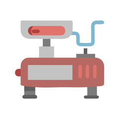 Cartoon illustration of a meat grinder on black background