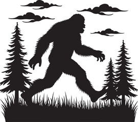 Fototapeta premium Bigfoot Silhouette SVG – Sasquatch Clipart for Cricut & DIY CraftsSasquatch SVG File – Cryptid Bigfoot Decal for Shirts, Stickers & MugsYeti Bigfoot Vector – Printable Forest Creature for Outdoor 