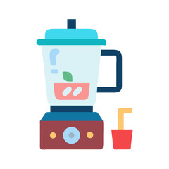 Stylized Blender with Smoothie and Cup Icon Illustration