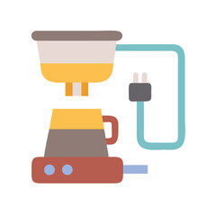 Stylized Coffee Maker Illustration on Black Background for Design
