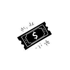 Hand-Drawn Illustration of Dollar Ticket with Dynamic Starburst Accent Design