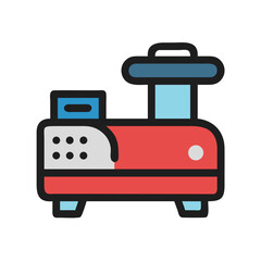 Red and Blue Portable Air Compressor Vector Illustration