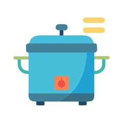 Modern Electric Rice Cooker Cooking Illustration on Black