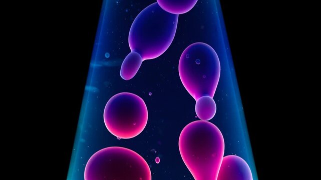 Psychedelic lava lamp macro view in purple and blue for retro atmosphere with copy space
