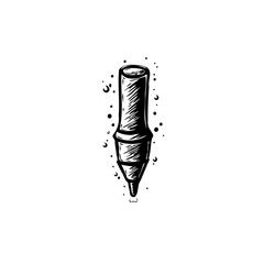 Stylized hand-drawn fountain pen illustration with vintage aesthetic details