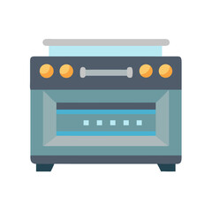Isolated stylized kitchen stove, oven for home cooking