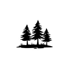 Minimalist Evergreen Trees Silhouette Against Plain Backdrop for Tranquil Design