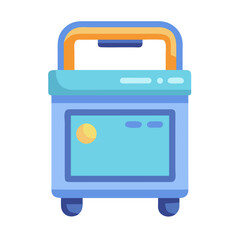 Blue Travel Suitcase with Orange Handle Icon Illustration