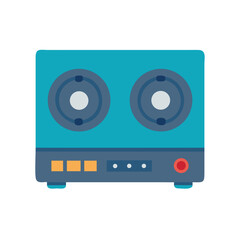 Blue two-burner gas stove appliance for home use