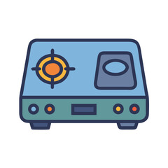 Two-burner stovetop icon, appliance, kitchen, cooking isolated
