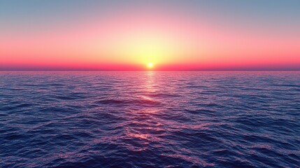 Obraz premium Serene Sunset Over Calm Ocean Waters with Vibrant Color Gradient