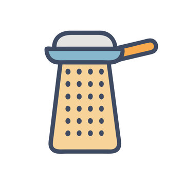 recommend clip art: Flat icon illustration of kitchen grater with handle