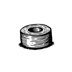 Monochrome Illustration: A Cylindrical Roll, Intricate Layers and Precise Shading