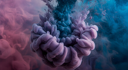 Obraz premium Mystic Cloud Of Turquoise And Lavender Acrylic Paint In Water Display