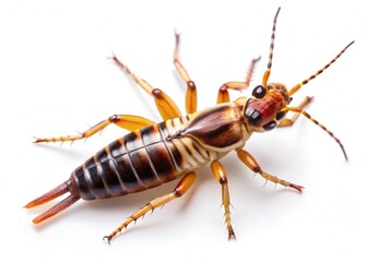 striped earwig isolated on white background