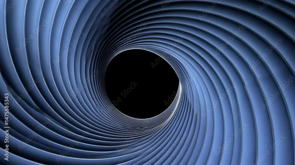 Poster mesmerizing abstract design of spiral tunnel with smooth blue lines, creating depth and infinity, wh